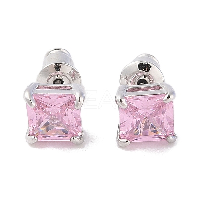 Rack Plating Brass Micro Pave Cubic Zirconia Stud Earrings EJEW-I304-01P-03-1