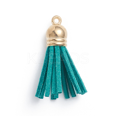 Faux Suede Cord Tassels Pendant Decorations HJEW-WH0006-18P-1