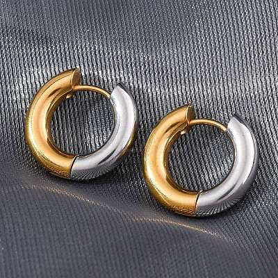 Two Tone 304 Stainless Steel Hinged Hoop Earrings for Women EJEW-A073-01A-1