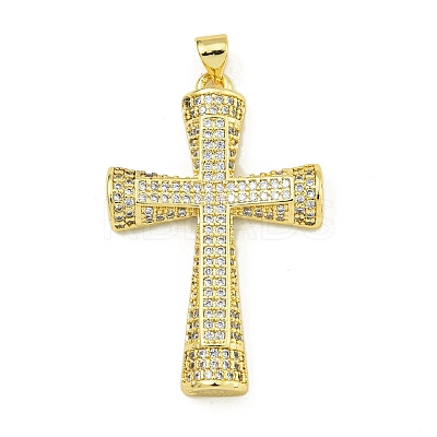 Rack Plating Brass Pave Cubic Zirconia Pendants KK-U029-02G-01-1