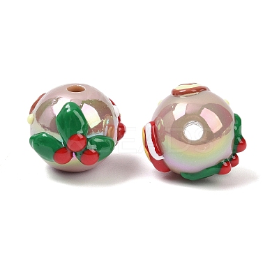Christmas UV Plating Opaque Acrylic Beads OACR-H057-01B-1