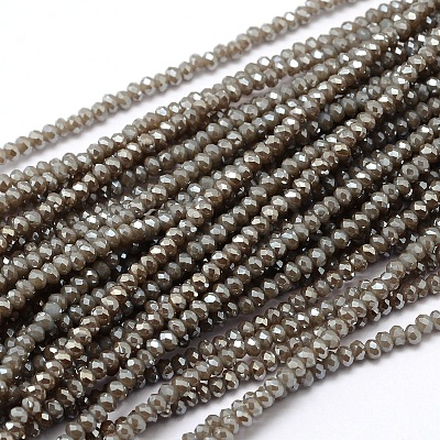 Faceted Rondelle Full Rainbow Plated Electroplate Glass Beads Strands X-EGLA-M004-2mm-A13-1