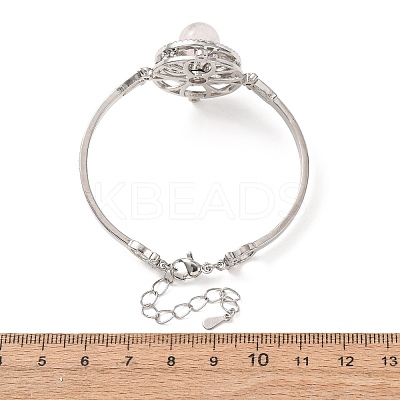 Rotating Sun Natural Rose Quartz Link Bracelets GG-CBA0251-11P-01-1