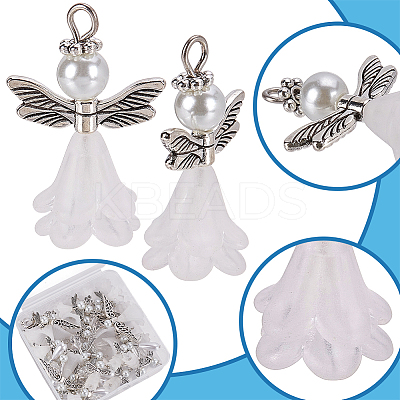 48Pcs 6 Style Alloy & Acrylic & Glass Pendants PALLOY-AR00032-1