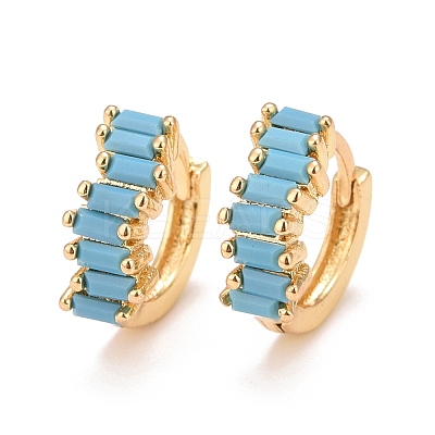 Cubic Zirconia Rectangle Hoop Earrings EJEW-A069-16G-1