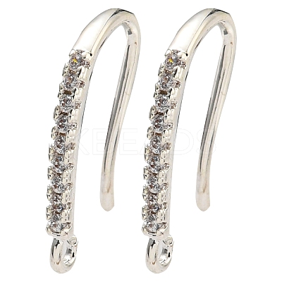 Rack Plating Brass Pave Cubic Zirconia Earring Hooks KK-O143-20S-1