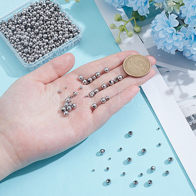 1200Pcs 4 Styles 304 Stainless Steel Round Seamed Beads STAS-ME0002-52-1