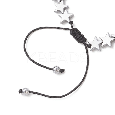 Non-magnetic Synthetic Hematite Star Beads Braided Bead Bracelets for Women Men BJEW-JB13301-1