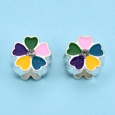 Alloy Enamel European Beads MPDL-T005-005F-RS-1