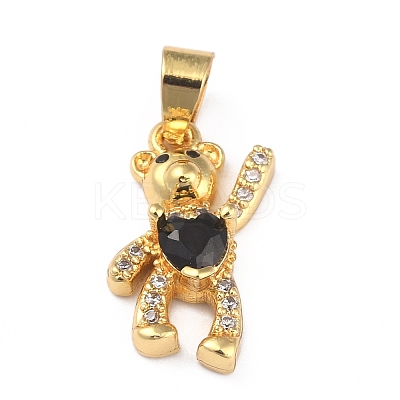 Brass Clear Cubic Zirconia Pendants ZIRC-J025-81G-03-1