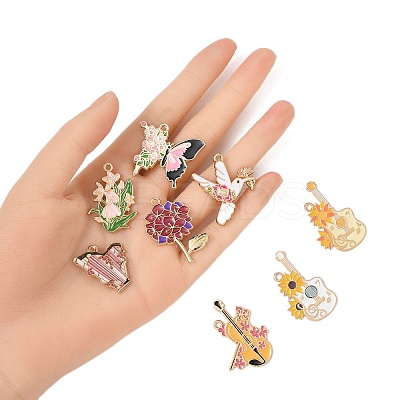 8Pcs 8 Styles Rack Plating Alloy Enamel Pendants FIND-FP0002-65-1