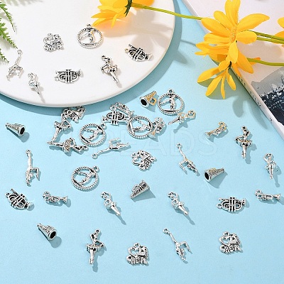 40Pcs 8 Styles Tibetan Style Alloy Pendants FIND-YW0006-87AS-1