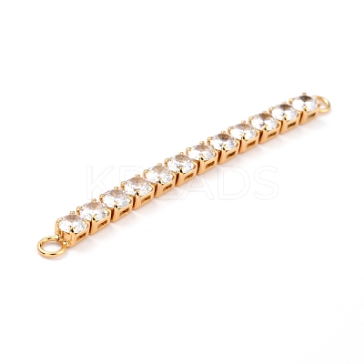 Brass Clear Round Cubic Zirconia Links Connectors ZIRC-G170-23B-G-1
