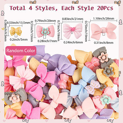 80Pcs 4 Styles Resin Cabochons CRES-SC0003-06D-1
