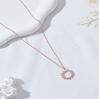 1Pc Brass Crystal Rhinestone Sun Pendant Necklaces for Women NJEW-LP0009-57-1