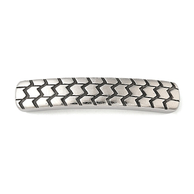 304 Stainless Steel Wheel Textured Curved Rectangle Connector Charms STAS-Z147-09P-1