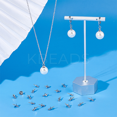 90Pcs 3 Size 201 Stainless Steel Cup Peg Bails Pendants STAS-UN0040-24-1