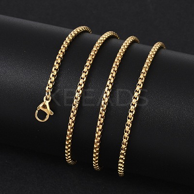 304 Stainless Steel Box Chain Necklaces X-NJEW-P244-01G-1