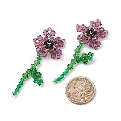 Imitation Austrian Crystal Flower of Life Dangle Stud Earrings EJEW-TA00029-03-1