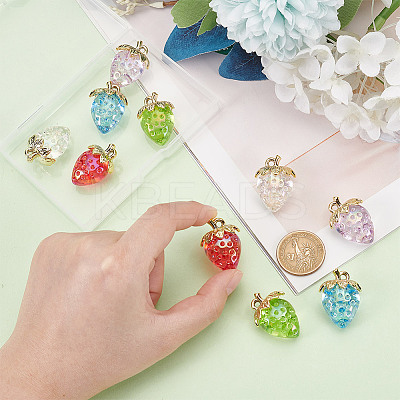 10PCS 5Colors Transparent Acrylic with Alloy Pendants TACR-AR0001-20-1
