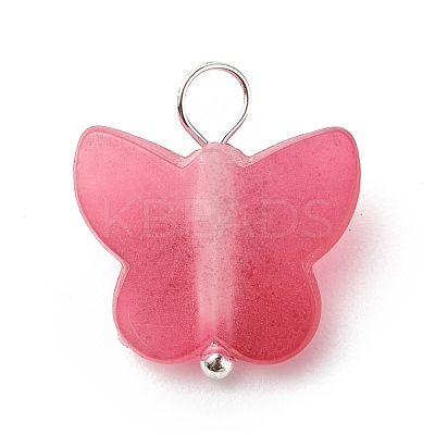 Frosted Two Tone Spray Painted Transparent Acrylic Pendants PALLOY-JF01810-01-1