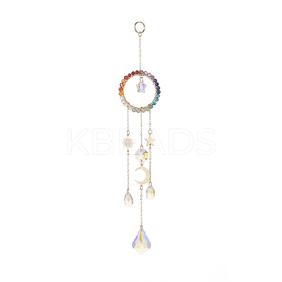 Glass Teardrop & Star Window Hanging Suncatchers HJEW-JM00906-1