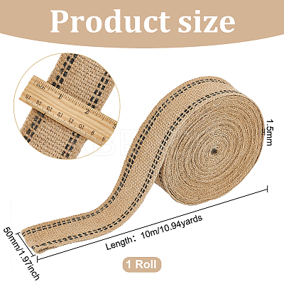 10M Flat Jute Ribbon with Dot Line Edge OCOR-WH0003-017-1