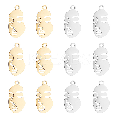 12Pcs 2 Colors 304 Stainless Steel Pendants STAS-UN0028-61-1