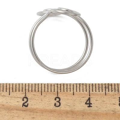 304 Stainless Steel Round Wrap Open Cuff Rings for Women Men RJEW-Z071-02A-P-1