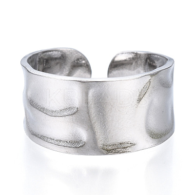 Non-Tarnish 304 Stainless Steel Wide Open Cuff Ring for Women RJEW-N040-09-1