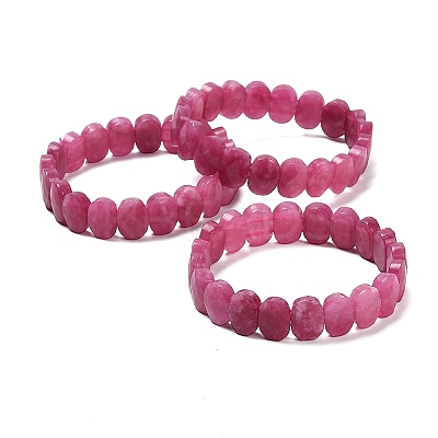 Oval Natural Malaysia Jade Beaded Stretch Bracelets G-P589-02A-05-1