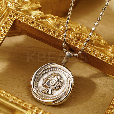 Vintage French 304 Stainless Steel Pendant Necklace for Women's Daily Wear FP0306-2-1