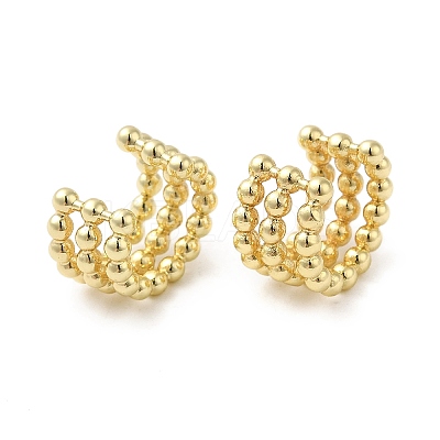 Rack Plating Brass Triple Lines Cuff Earrings LS-EJEW-D073-05G-1