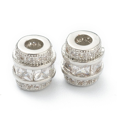 Brass Clear Cubic Zirconia Beads ZIRC-B010-27P-1