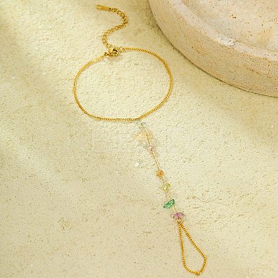 Gemstone Chip Link Chains for Women BJEW-G739-02G-1