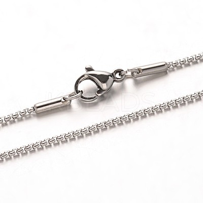 Tarnish Resistant 304 Stainless Steel Box Chain Necklaces LS-NJEW-M124-10P-1