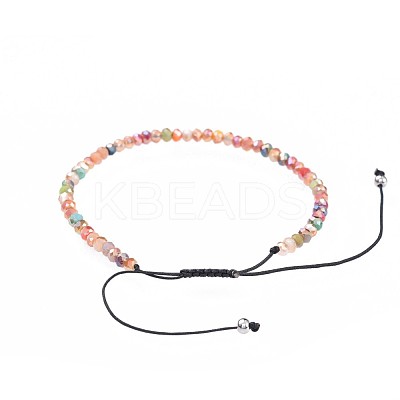Adjustable Electroplate Glass Braided Bead Bracelets X-BJEW-JB04588-04-1