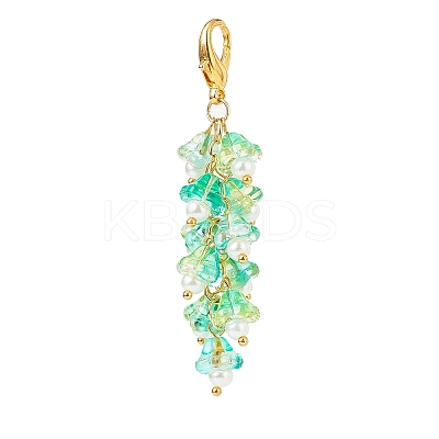 Trumpet Flower Glass Pendant Decorations HJEW-JM00800-05-1