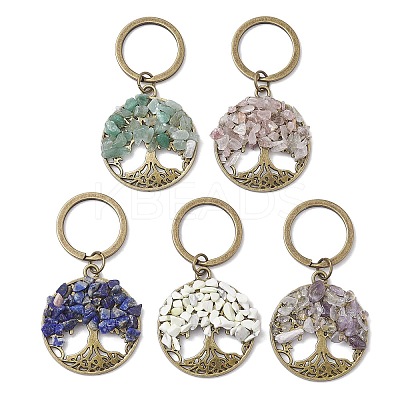Natural Lapis Lazuli & Howlite & Rose Quartz & Amethyst & Green Aventurine Keychain KEYC-JKC00845-1