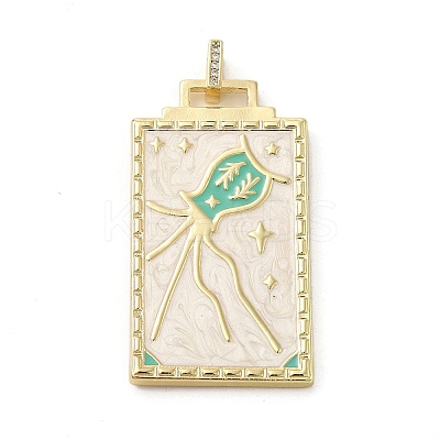 Brass Micro Pave Cubic Zirconia Pendant with Enamel KK-H458-02G-M01-1