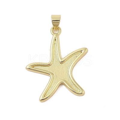 Starfish Rack Plating Brass Pendants KK-Z074-36G-1