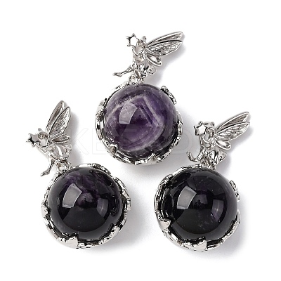 Natural Amethyst Round Pendants G-G207-01P-07-1