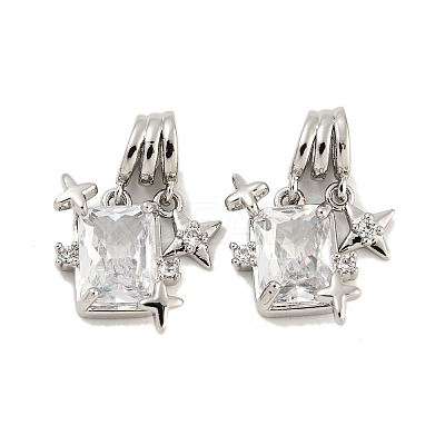 Brass Micro Pave Clear Cubic Zirconia Pendants KK-G490-32P-1