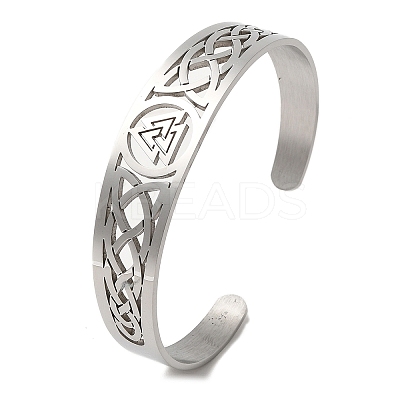 Non-Tarnish 304 Stainless Steel Hollow Cuff Bangles BJEW-Z022-03P-1