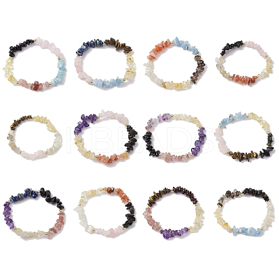 12Pcs 12 Styles Constellations Guardian Gemstone Stretch Bracelets BJEW-JB11108-1