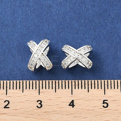 Brass Micro Pave Cubic Zirconia Beads KK-P297-06S-1