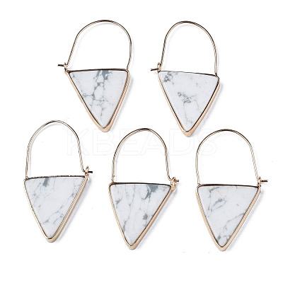 Synthetic Howlite Triangle Dangle Hoop Earrings G-S359-363J-1