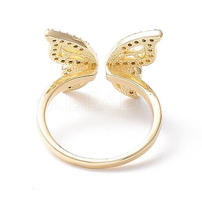 Butterfly Clear Cubic Zirconia Cuff Ring LS-RJEW-D117-05G-1