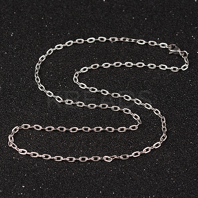 Tarnish Resistant 304 Stainless Steel Textured Cable Chains Necklaces LS-NJEW-L427-06P-1