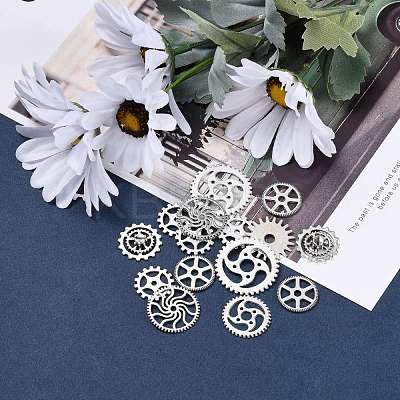 Metal Alloy Steampunk Gear Charms Connectors Cog Pendants TIBEP-X0021-01AS-LF-1